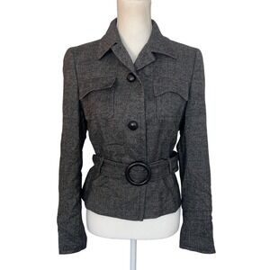 AKRIS Alpaca Tweed Pattern Belted Blazer‎ Size US 8